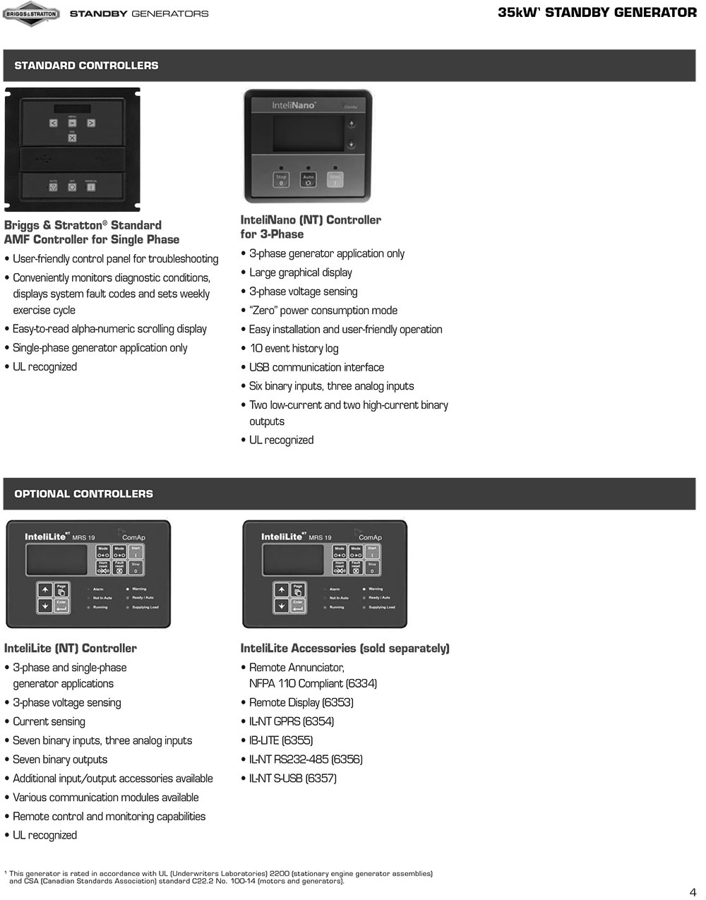 35kW Briggs & Stratton Fortress Standby Generator Controllers