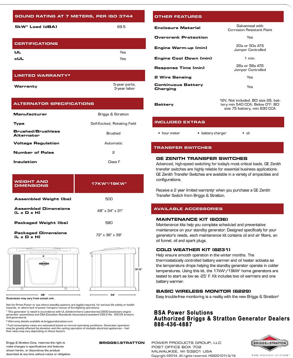 Briggs Stratton Three Phase_17-19kw Additional Info