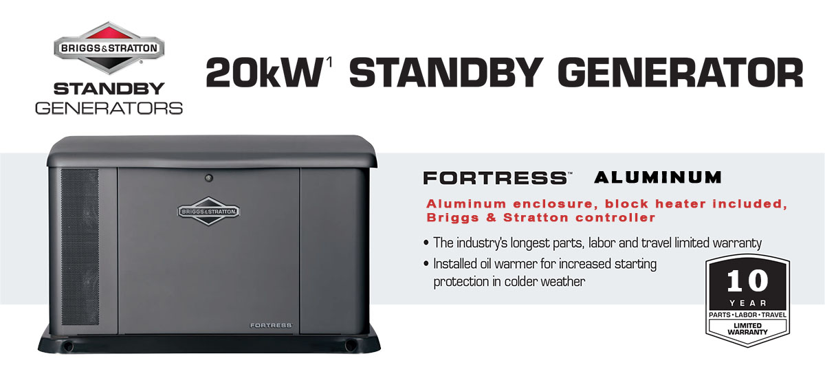 Briggs & Stratton 20kW Fortress Aluminum standby generator