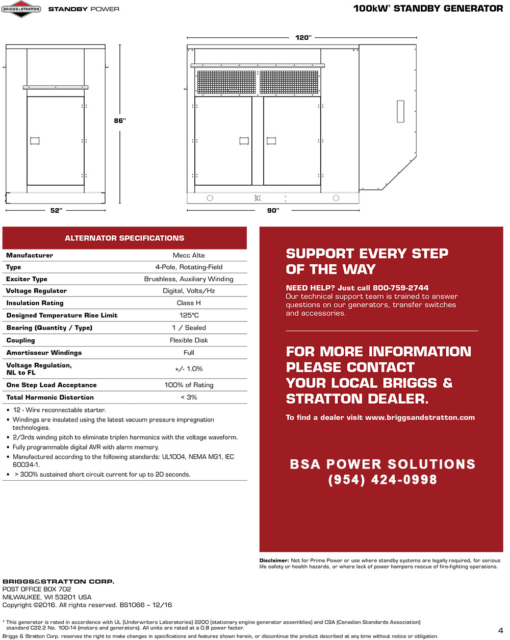 Briggs & Stratton Natural Gas 100kW STANDBY GENERATOR